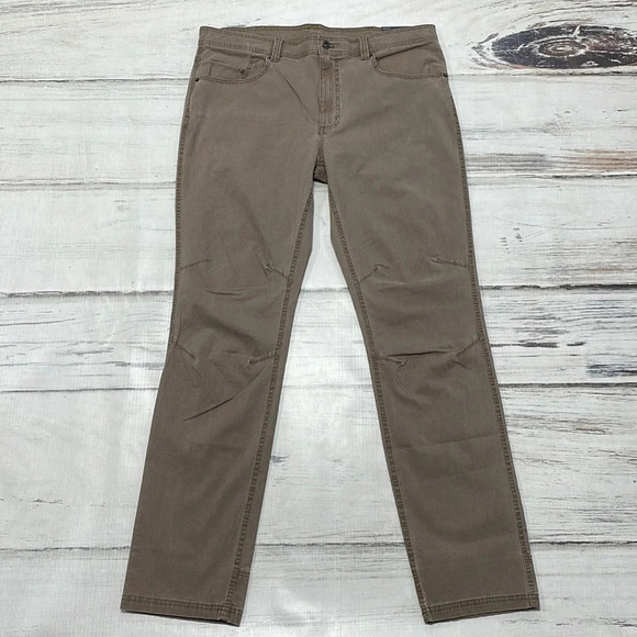 Eddie Bauer Jeans NWT Khaki Flex Diamond Dobby Slim Straight Size 38x34 - Picture 3 of 11